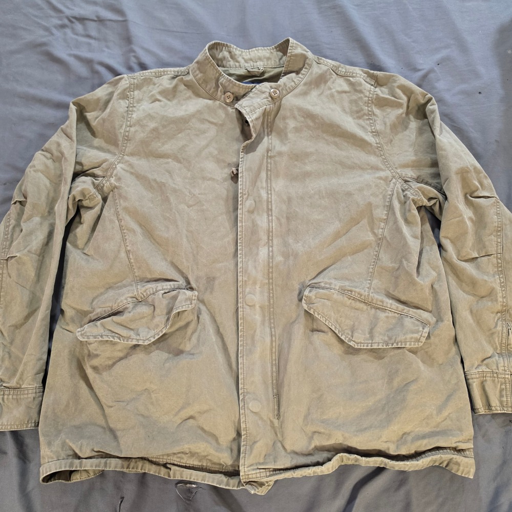 Gap Mens XL Olive Green Cotton Utility Field Jacket 225739 Zip Front Snap Flap